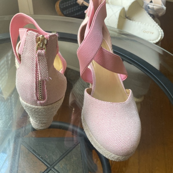 TALBOTS PINK LYNDSAY D'ORSAY ESPADRILLE WEDGES SANDALS SIZE 8.5 - Picture 4 of 17